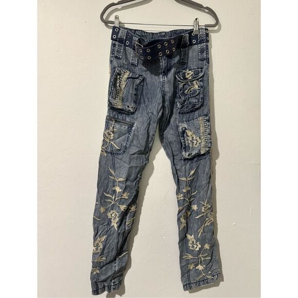 Jonny Was Embroidered cargo pants 2 Belted - Picture 1 of 13
